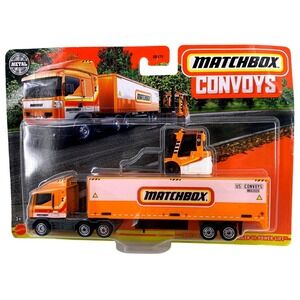 Matchbox Convoys MBX Cabover Box Trailer Power Lift Orange Diecast Truck GBK70